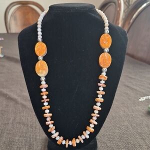 Handcrafted Spiny Oyster And Navajo Pearl Necklace - Women Jewelry